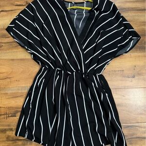 Black and White Striped Jumpsuit